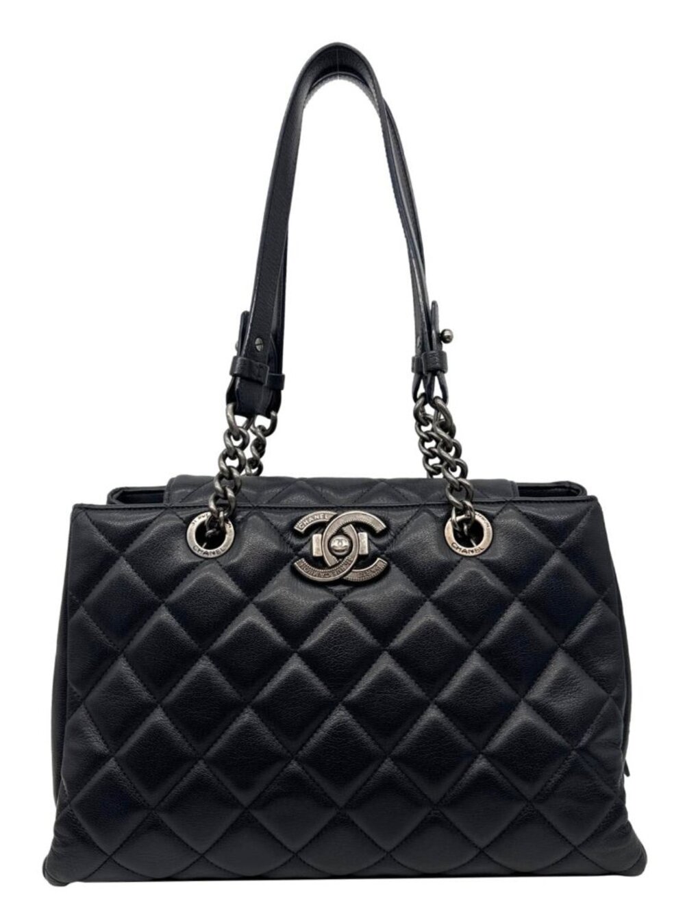 Chanel  City Rock Quilted Leather Shopping Tote Bag Black